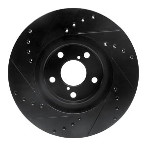 Subaru Impreza Brake Rotor (1) - Front Right - R1 Concepts - Drilled & Slotted - Black - `17-`23